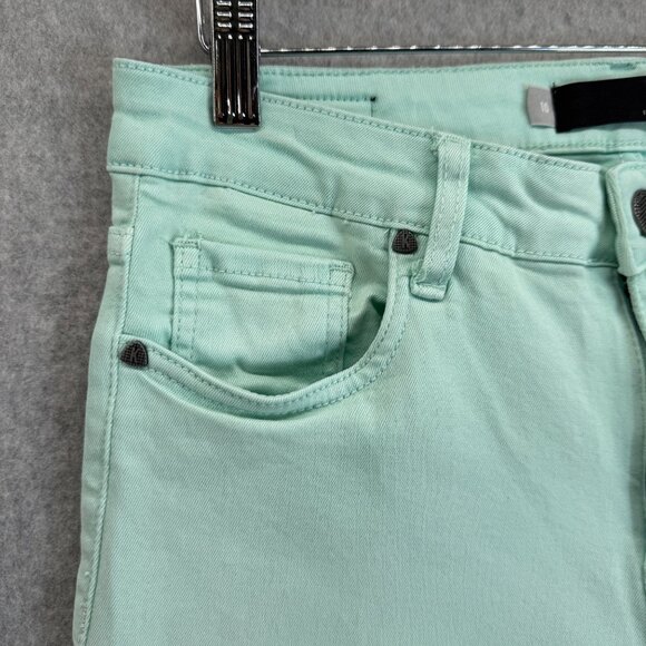 Kut From The Kloth Amy Crop Straight Leg Mint Seafoam Pants Rolled Cuff Size 10 - Picture 5 of 16